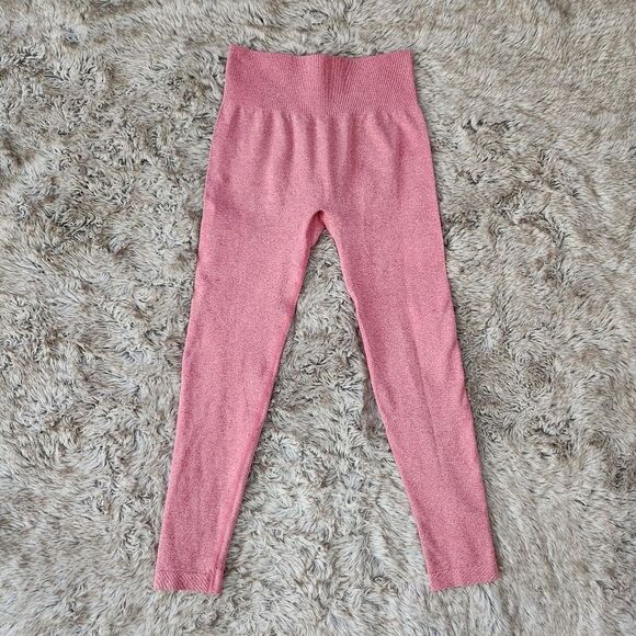 High Rise Ankle Length Pink Athletic Leggings Tummy Control Waist Size Medium - Picture 1 of 7